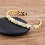 Nidin 5 Colors Heart Romantic Love Open Bangle Enamel Bracelet Gift