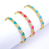 Nidin 5 Colors Heart Romantic Love Open Bangle Enamel Bracelet Gift