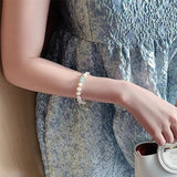 Green Natural Pearl Beaded Charm Bracelet For Women Bijoux Bracelets