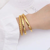 Twisted Bangle Open Cuff Bracelet Stainless Steel Women Jewelry