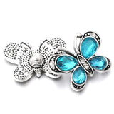 10pcs Rhinestone Butterfly Snap Buttons for DIY 18mm Snap Button Bracelet