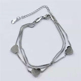 Stainless Steel Heart Love Bracelet for Women - Adjustable Party Jewelry
