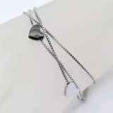 Stainless Steel Heart Love Bracelet for Women - Adjustable Party Jewelry