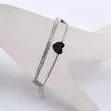 Stainless Steel Heart Love Bracelet for Women - Adjustable Party Jewelry