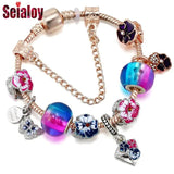Butterfly & Flowers Charm Bracelets DIY Bangle Jewelry