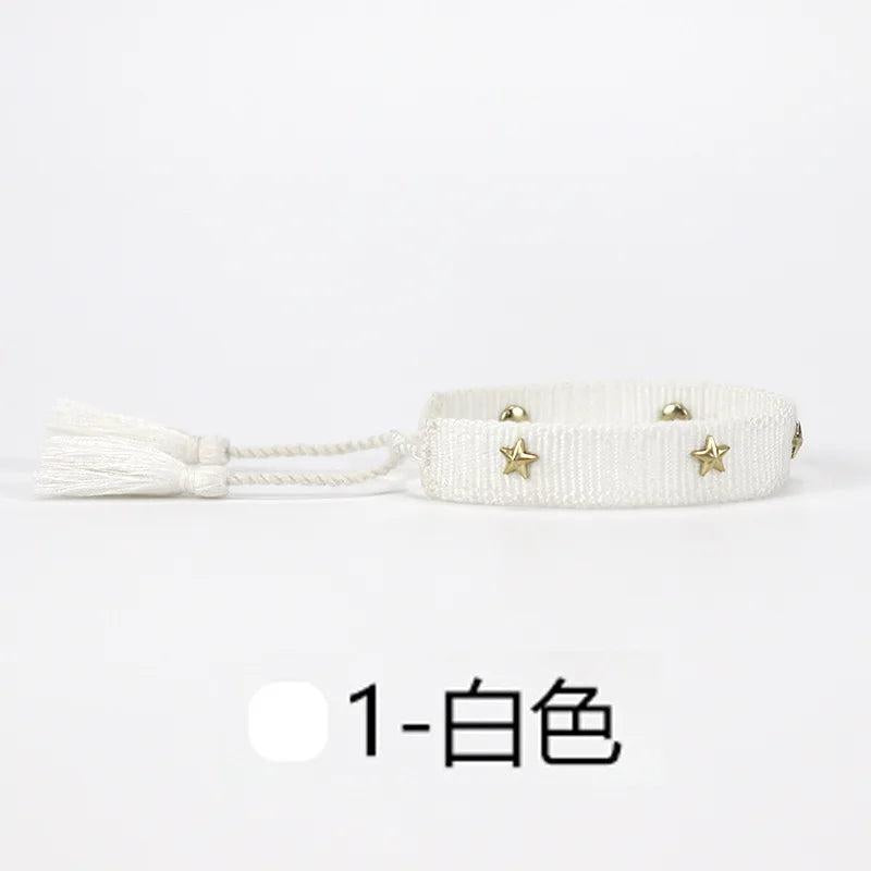 Star Wristband Tassel Braided Lace Up Rope Bracelet Retro Jewelry