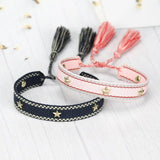 Star Wristband Tassel Braided Lace Up Rope Bracelet Retro Jewelry
