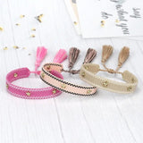 Star Wristband Tassel Braided Lace Up Rope Bracelet Retro Jewelry