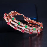 Zircon Stackable Red Green CZ Tennis Bracelet for Women