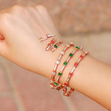 Zircon Stackable Red Green CZ Tennis Bracelet for Women