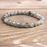Natural Labradorite Beads Bracelet Faceted DIY Charms Men Women Strand Yoga