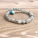 Natural Labradorite Beads Bracelet Faceted DIY Charms Men Women Strand Yoga