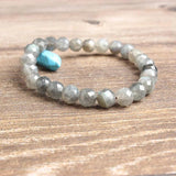 Natural Labradorite Beads Bracelet Faceted DIY Charms Men Women Strand Yoga