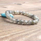 Natural Labradorite Beads Bracelet Faceted DIY Charms Men Women Strand Yoga