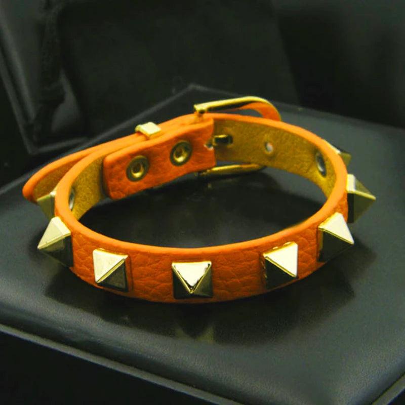 Punk Rivet Style Bangle Neutral Jewelry 9 Colors Adjustable Size Bracelet