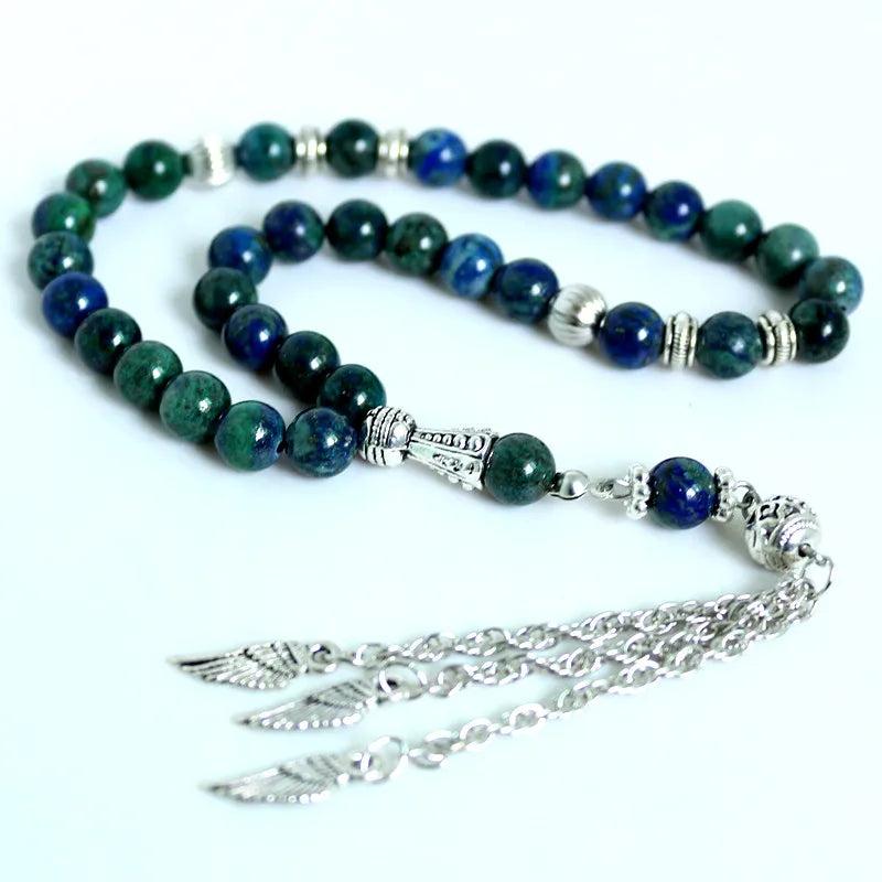 8mm Green Stone Round Shape Prayer Beads Islamic Tasbih Rosary For Men&Women
