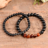 2Pcs Lucky Stone Wrap Bracelet Elastic Lover's Friendship Semi-precious Stone