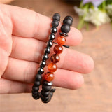 2Pcs Lucky Stone Wrap Bracelet Elastic Lover's Friendship Semi-precious Stone