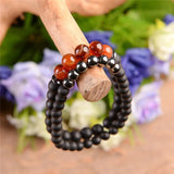 2Pcs Lucky Stone Wrap Bracelet Elastic Lover's Friendship Semi-precious Stone
