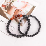 2Pcs Lucky Stone Wrap Bracelet Elastic Lover's Friendship Semi-precious Stone
