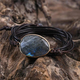Labradorite Rope Wrap Bracelet Natural Stones Boho Long Friendship Bracelet