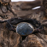Labradorite Rope Wrap Bracelet Natural Stones Boho Long Friendship Bracelet