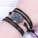 Labradorite Rope Wrap Bracelet Natural Stones Boho Long Friendship Bracelet