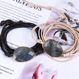 Labradorite Rope Wrap Bracelet Natural Stones Boho Long Friendship Bracelet