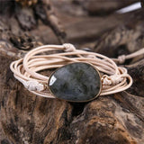 Labradorite Rope Wrap Bracelet Natural Stones Boho Long Friendship Bracelet