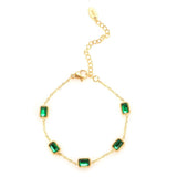 Green CZ Bracelet Square Crystal Lady Wedding Party Gift