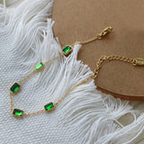 Green CZ Bracelet Square Crystal Lady Wedding Party Gift