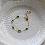 Green CZ Bracelet Square Crystal Lady Wedding Party Gift