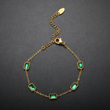 Green CZ Bracelet Square Crystal Lady Wedding Party Gift