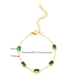 Green CZ Bracelet Square Crystal Lady Wedding Party Gift
