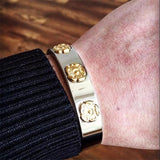 Vicking Heavy Three Flowers Stainless Steel Men Bracelet