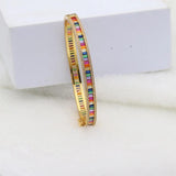 Rainbow Baguette CZ Bangles Colorful Cubic Zirconia Bracelet