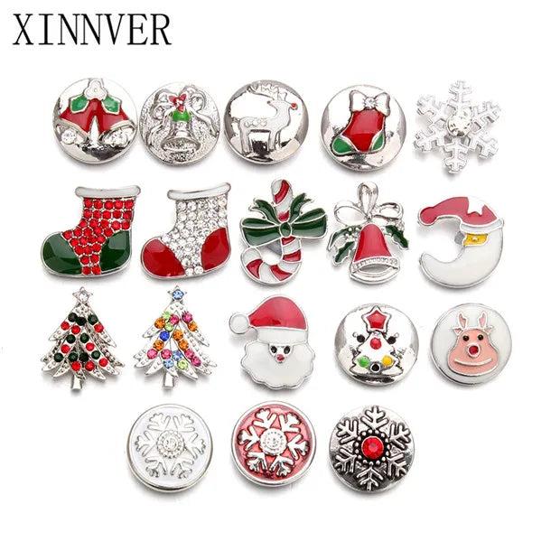 10Pcs Christmas Tree 18mm Snap Button Jewelry for Snap Bracelet Watches
