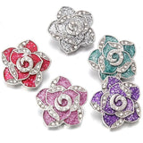 10PCS Rhinestone Flower Snap Jewelry Antique Silver Buttons 18mm