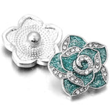 10PCS Rhinestone Flower Snap Jewelry Antique Silver Buttons 18mm