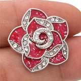 10PCS Rhinestone Flower Snap Jewelry Antique Silver Buttons 18mm