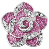 10PCS Rhinestone Flower Snap Jewelry Antique Silver Buttons 18mm