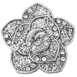 10PCS Rhinestone Flower Snap Jewelry Antique Silver Buttons 18mm
