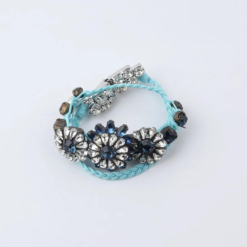 Vintage Shourouk Crystal Gem Beads Statement Rope Bracelet