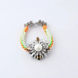 Vintage Shourouk Crystal Gem Beads Statement Rope Bracelet