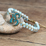 Amazonite Stone OM Bracelet, Yoga Bohemian Jewelry
