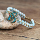 Amazonite Stone OM Bracelet, Yoga Bohemian Jewelry