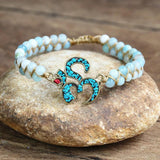 Amazonite Stone OM Bracelet, Yoga Bohemian Jewelry