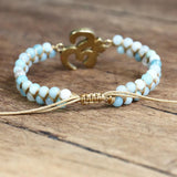 Amazonite Stone OM Bracelet, Yoga Bohemian Jewelry