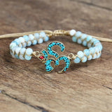 Amazonite Stone OM Bracelet, Yoga Bohemian Jewelry