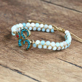 Amazonite Stone OM Bracelet, Yoga Bohemian Jewelry